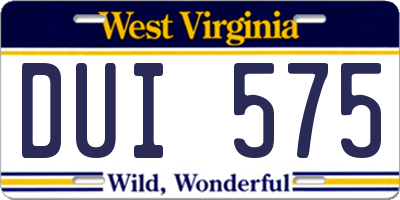 WV license plate DUI575
