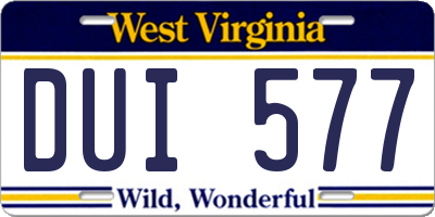 WV license plate DUI577