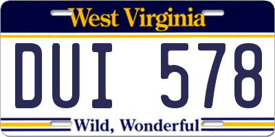 WV license plate DUI578