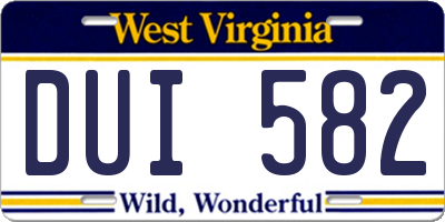 WV license plate DUI582