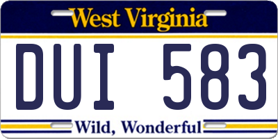 WV license plate DUI583