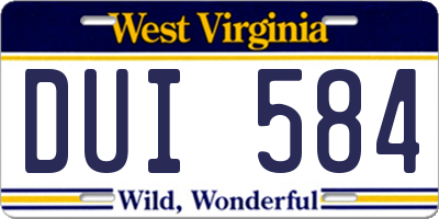 WV license plate DUI584