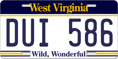 WV license plate DUI586