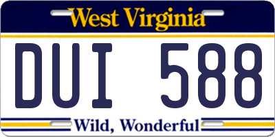 WV license plate DUI588