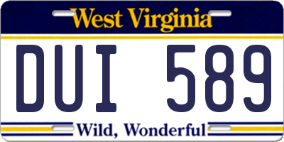 WV license plate DUI589
