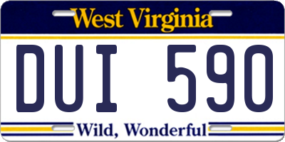 WV license plate DUI590