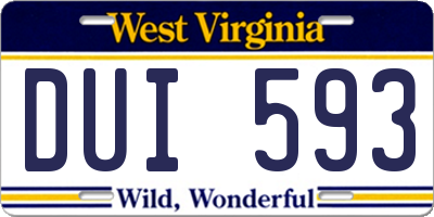 WV license plate DUI593