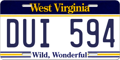WV license plate DUI594