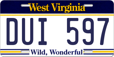 WV license plate DUI597