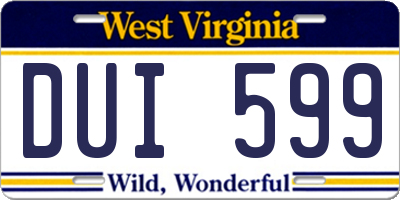 WV license plate DUI599
