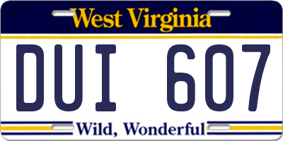 WV license plate DUI607