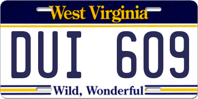 WV license plate DUI609