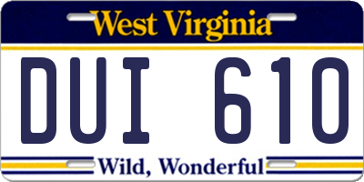 WV license plate DUI610
