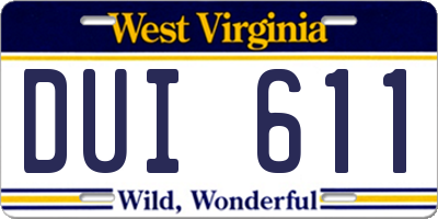 WV license plate DUI611