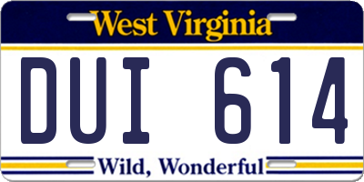 WV license plate DUI614