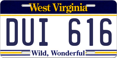 WV license plate DUI616