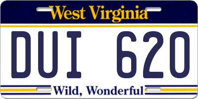 WV license plate DUI620