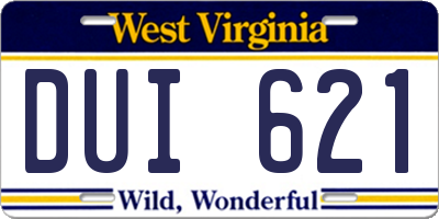 WV license plate DUI621