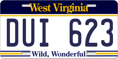 WV license plate DUI623
