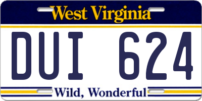 WV license plate DUI624