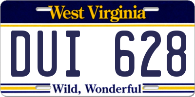 WV license plate DUI628