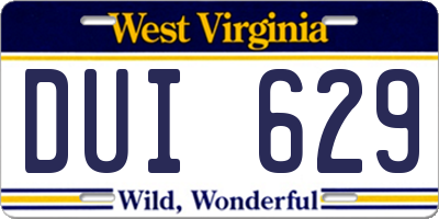 WV license plate DUI629