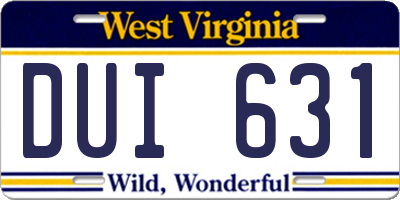 WV license plate DUI631
