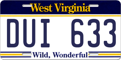 WV license plate DUI633
