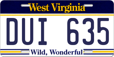 WV license plate DUI635