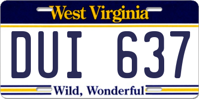 WV license plate DUI637