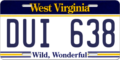 WV license plate DUI638