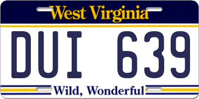 WV license plate DUI639
