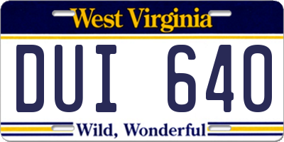 WV license plate DUI640