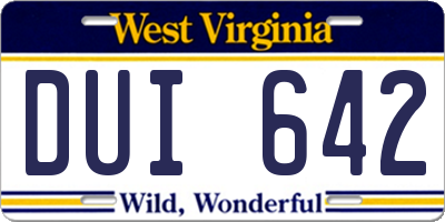 WV license plate DUI642