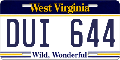 WV license plate DUI644