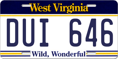 WV license plate DUI646