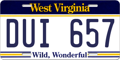 WV license plate DUI657