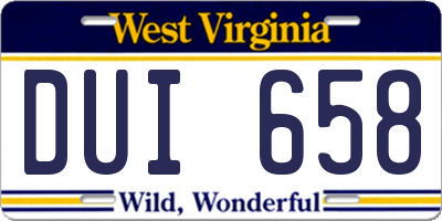 WV license plate DUI658