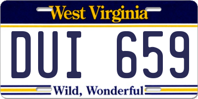 WV license plate DUI659