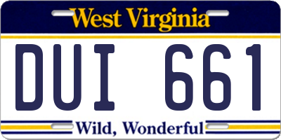 WV license plate DUI661