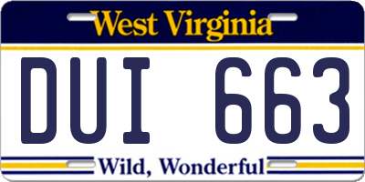 WV license plate DUI663