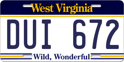 WV license plate DUI672
