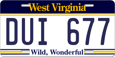 WV license plate DUI677
