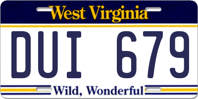WV license plate DUI679