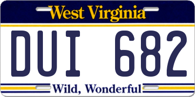 WV license plate DUI682