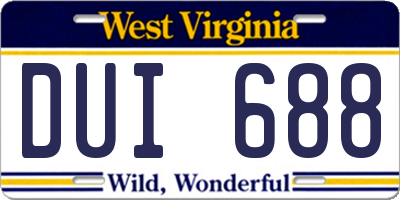 WV license plate DUI688