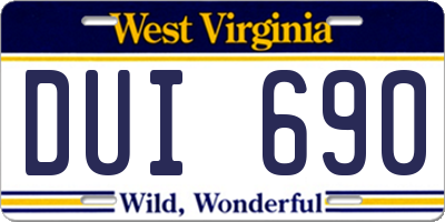 WV license plate DUI690