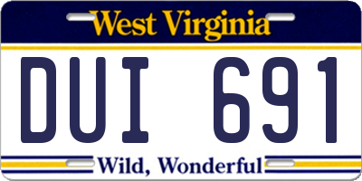 WV license plate DUI691