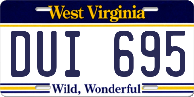WV license plate DUI695