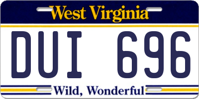 WV license plate DUI696